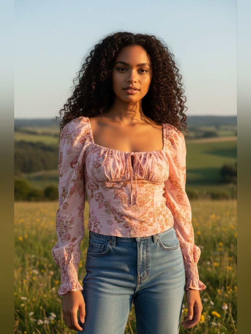 Free People Hilary Pink Floral Printed Blouse Size Small